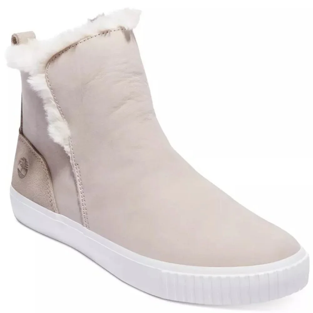 Timberland Women's Light Beige Shearling-Lined Ankle Boots - Picture 1 of 11